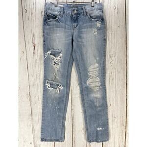 Decree Jeans Junior 3 Blue Light Wash Boyfriend Ripped Denim Mid Rise 100 Cotton
